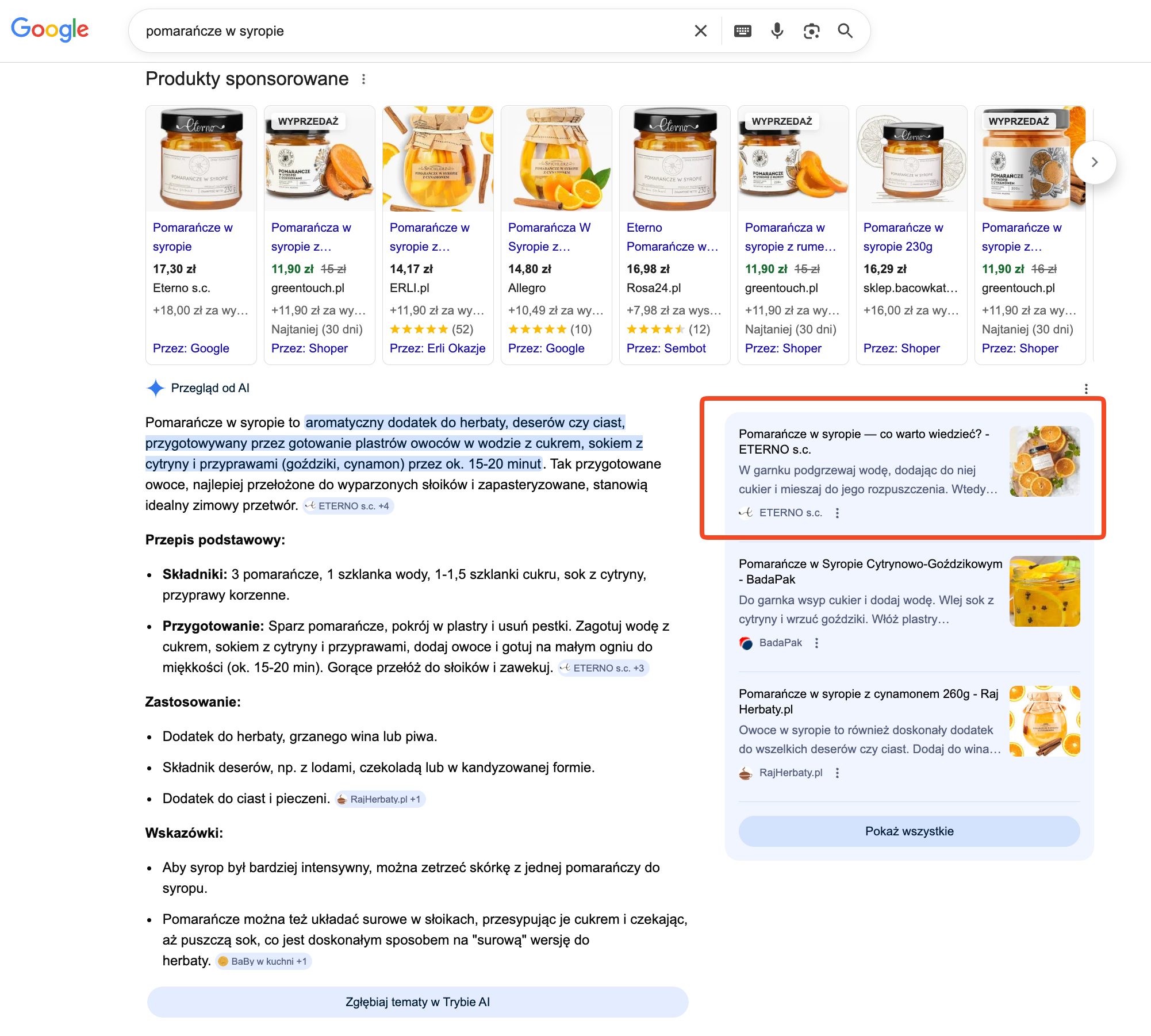 Jak pomogliśmy Eterno.pl zaistnieć w AI? (Case studies AI search ecommerce producent żywności)